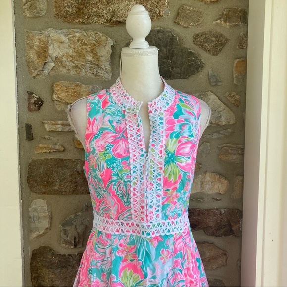 Lilly Pulitzer Franci High Collar Dress In Multi Hot On The Scene Womens 8 $198 - Picture 3 of 13